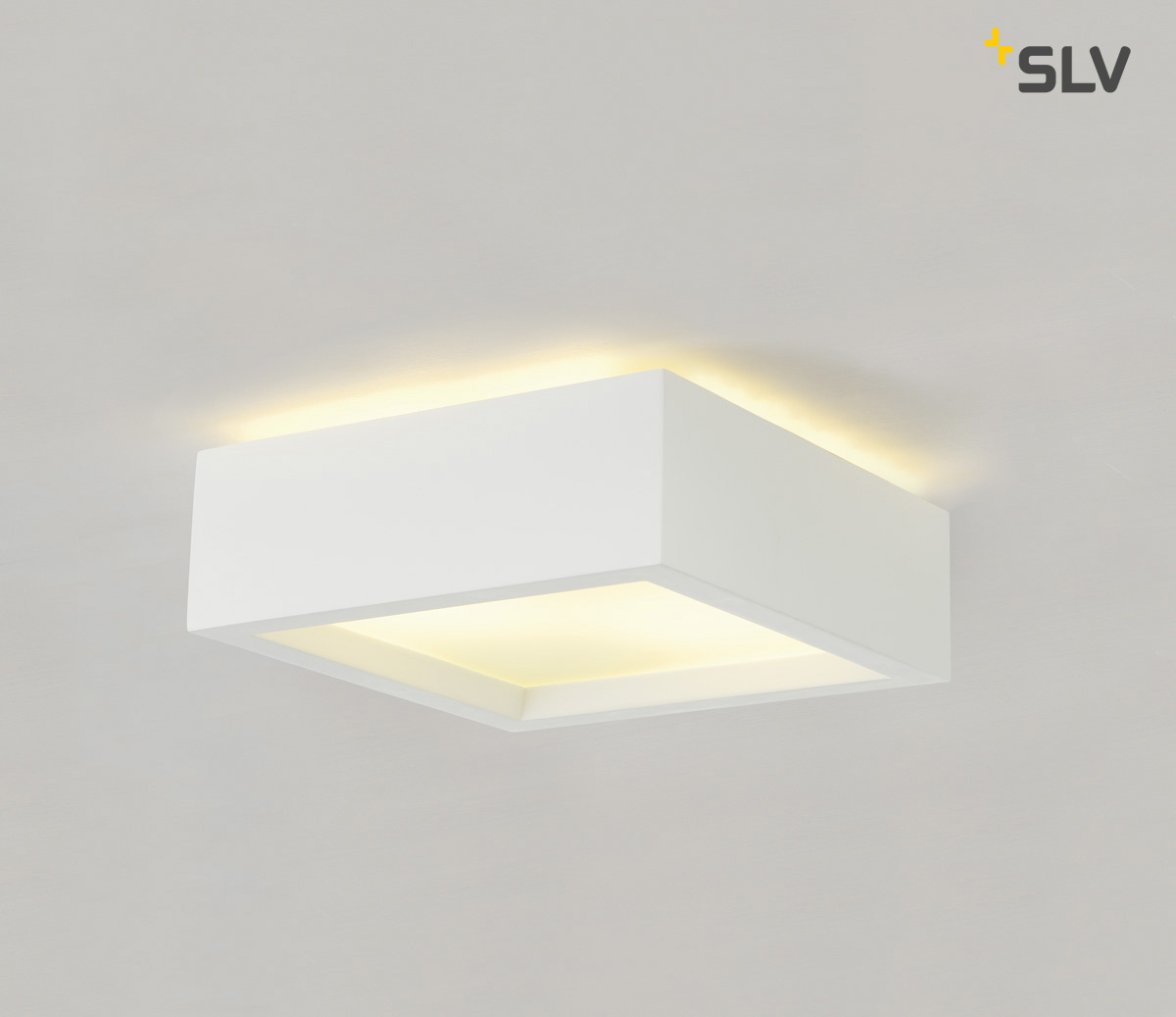 SLV Loftlampe GL 104 E27, kvadratisk, hvid Gips, max. 15W