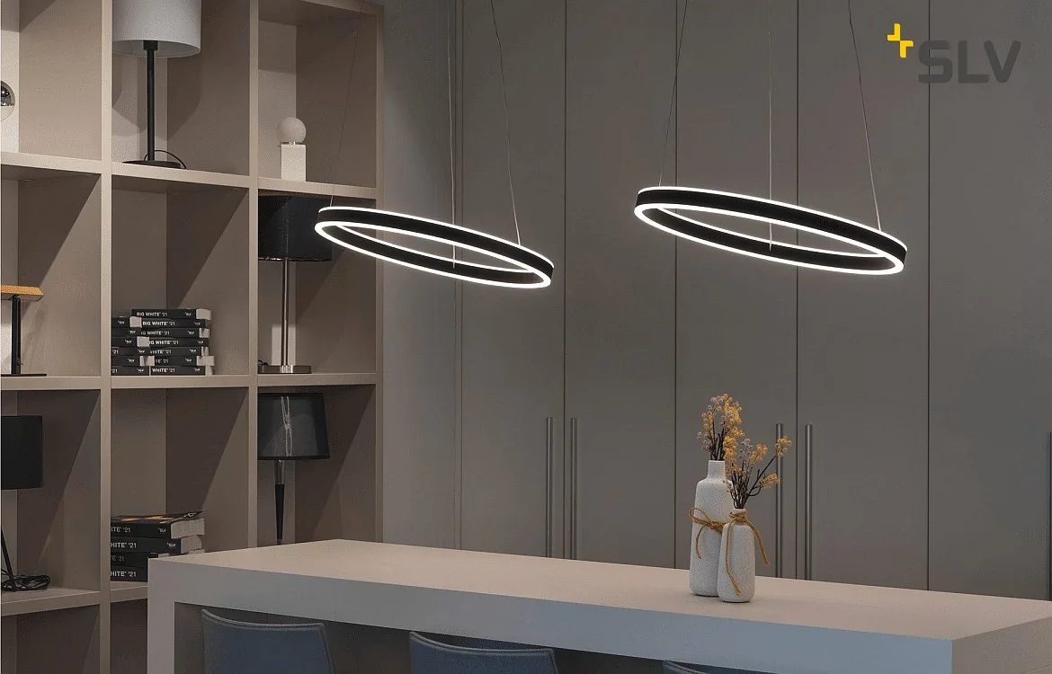 SLV LED Pendant luminaire ONE 60 PD DALI UP/DOWN, CCT switch, 3000/4000K, 400/410lm, black SLV LED Pendant luminaire ONE 60 PD DALI UP/DOWN, CCT switch, 3000/4000K, 400/410lm, black