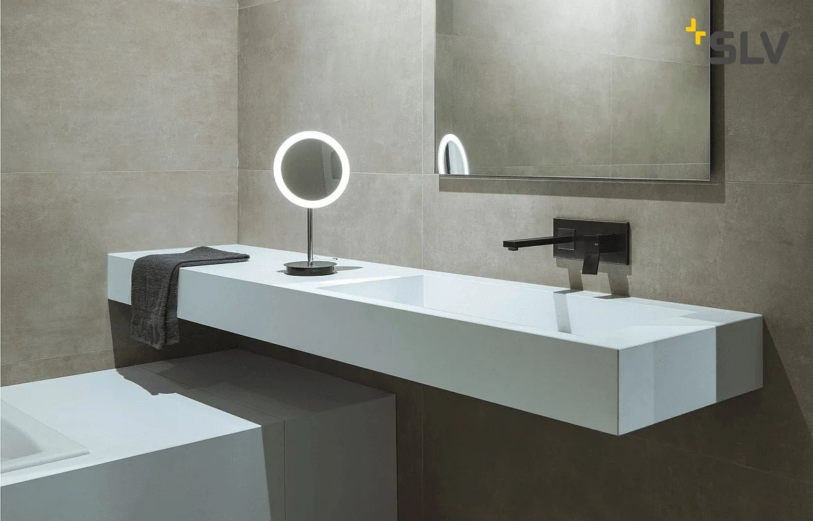 SLV LED Table lamp MAGANDA TL Make-up mirror, CCT switch, 2700/3000/4000K, IP44, chrome SLV LED Table lamp MAGANDA TL Make-up mirror, CCT switch, 2700/3000/4000K, IP44, chrome