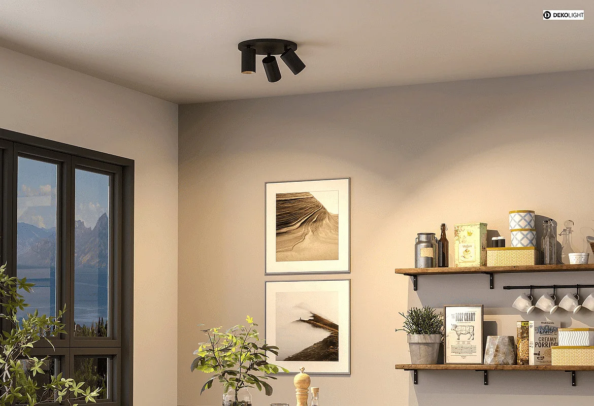 Deko-Light ceiling luminaire CAN TILT ROUND Ø 25CM 3 flames, round, cardanic swivelling GU10 IP20, black Deko-Light ceiling luminaire CAN TILT ROUND Ø 25CM 3 flames, round, cardanic swivelling GU10 IP20, black
