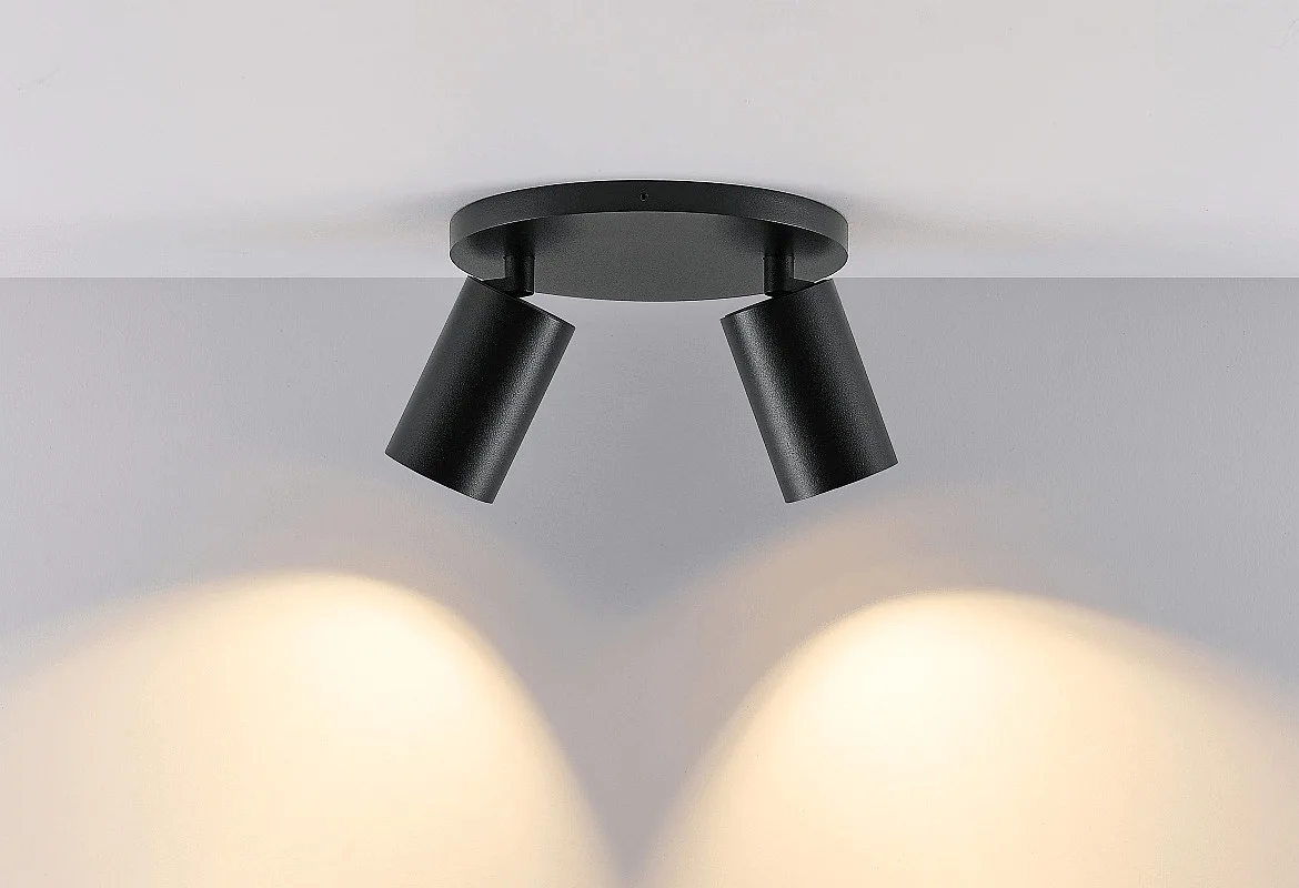 Deko-Light ceiling luminaire CAN TILT ROUND BASE Ø 20CM MIX‘N MATCH 2 flames, round, without shade, cardanic swivelling GU10 IP20, black Deko-Light ceiling luminaire CAN TILT ROUND BASE Ø 20CM MIX‘N MATCH 2 flames, round, without shade, cardanic swivelling GU10 IP20, black