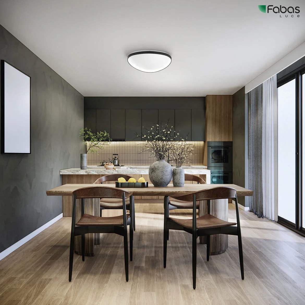 Fabas Luce Loftlampe QUIRK IP20, satin, sort dæmpbar Fabas Luce Loftlampe QUIRK IP20, satin, sort dæmpbar