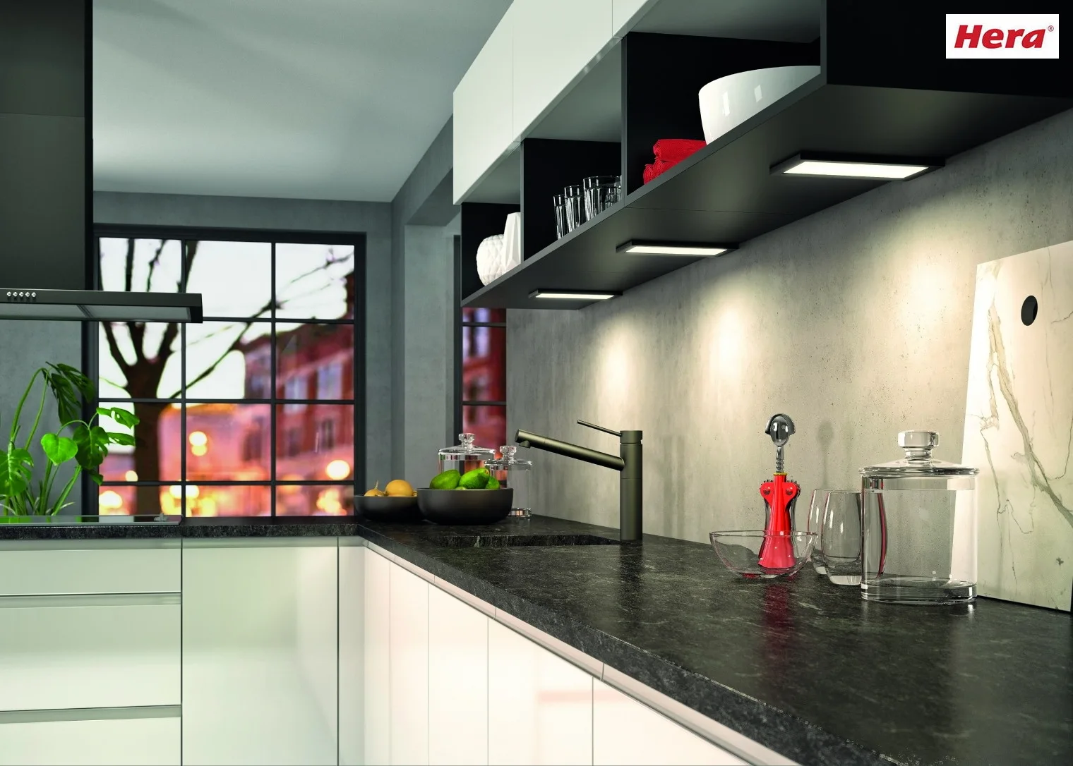 Hera 2pc. set of LED under-cabinet luminaire LED SKY 6W with sonar dimmer + LED transformer LED 24 / 30W, 3000K, inox look Hera 2pc. set of LED under-cabinet luminaire LED SKY 6W with sonar dimmer + LED transformer LED 24 / 30W, 3000K, inox look