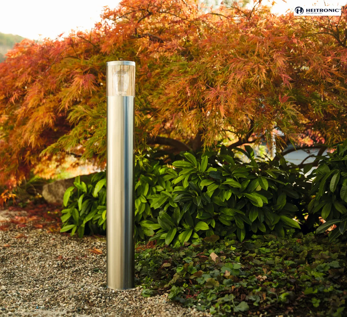 HEITRONIC Standerlampe NAXOS, 79cm, E27, IP44, rustfrit stål HEITRONIC Standerlampe NAXOS, 79cm, E27, IP44, rustfrit stål