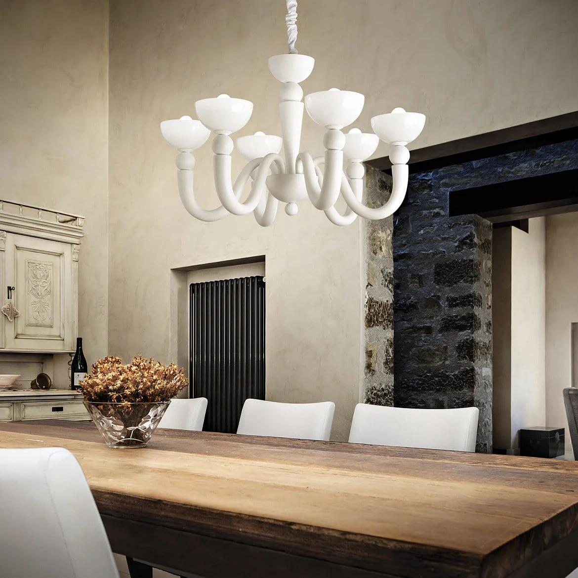 Ideal Lux Chandelier BON BON SP6, 6 flames, E14, white Ideal Lux Chandelier BON BON SP6, 6 flames, E14, white