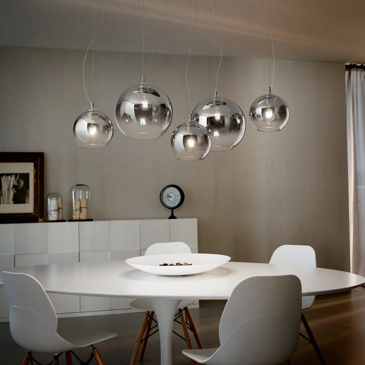 Ideal Lux Pendel NEMO PLUS 5-flammer E27 IP20, chrom, klar Ideal Lux Pendel NEMO PLUS 5-flammer E27 IP20, chrom, klar