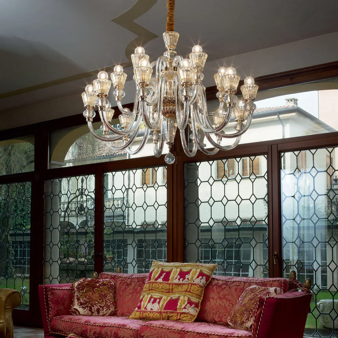 Ideal Lux Lysekrone STRAUSS 18-flammer E14 IP20, rav, rosa guld, gennemsigtig Ideal Lux Lysekrone STRAUSS 18-flammer E14 IP20, rav, rosa guld, gennemsigtig