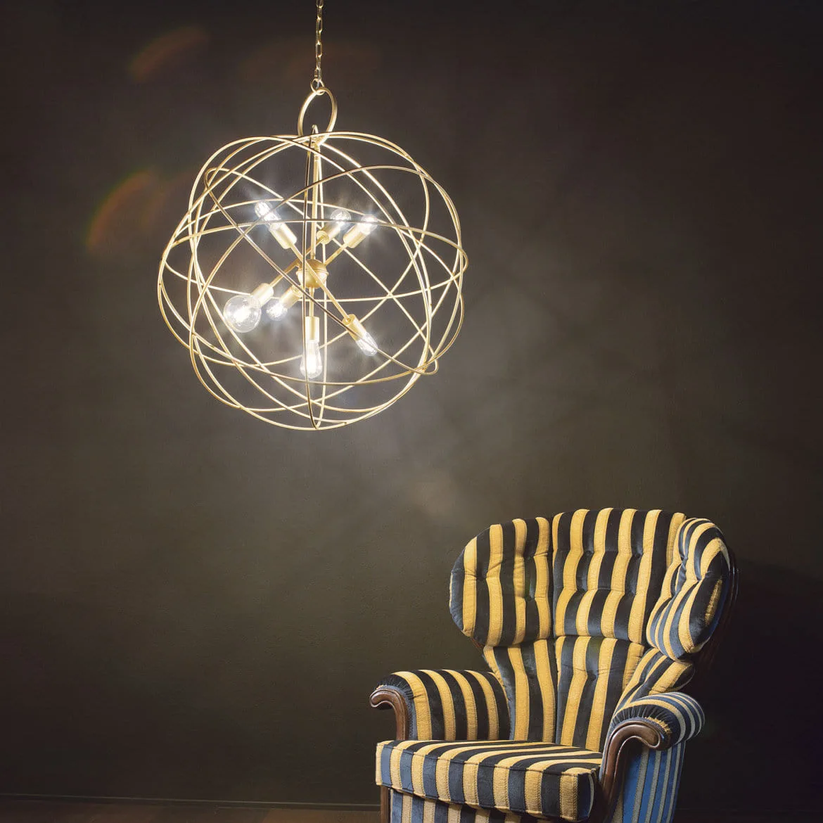 Ideal Lux Pendel KONSE 7-flammer E27 IP20, guld, satin Ideal Lux Pendel KONSE 7-flammer E27 IP20, guld, satin