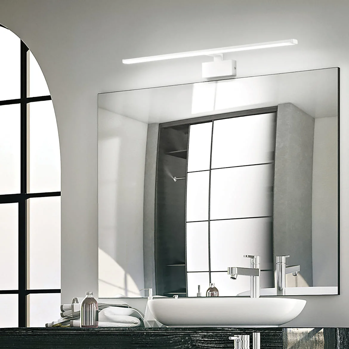 Ideal Lux LED wall luminaire / mirror luminaire ALMA, IP20, width 51cm, 12W 3000K 820lm, white Ideal Lux LED wall luminaire / mirror luminaire ALMA, IP20, width 51cm, 12W 3000K 820lm, white