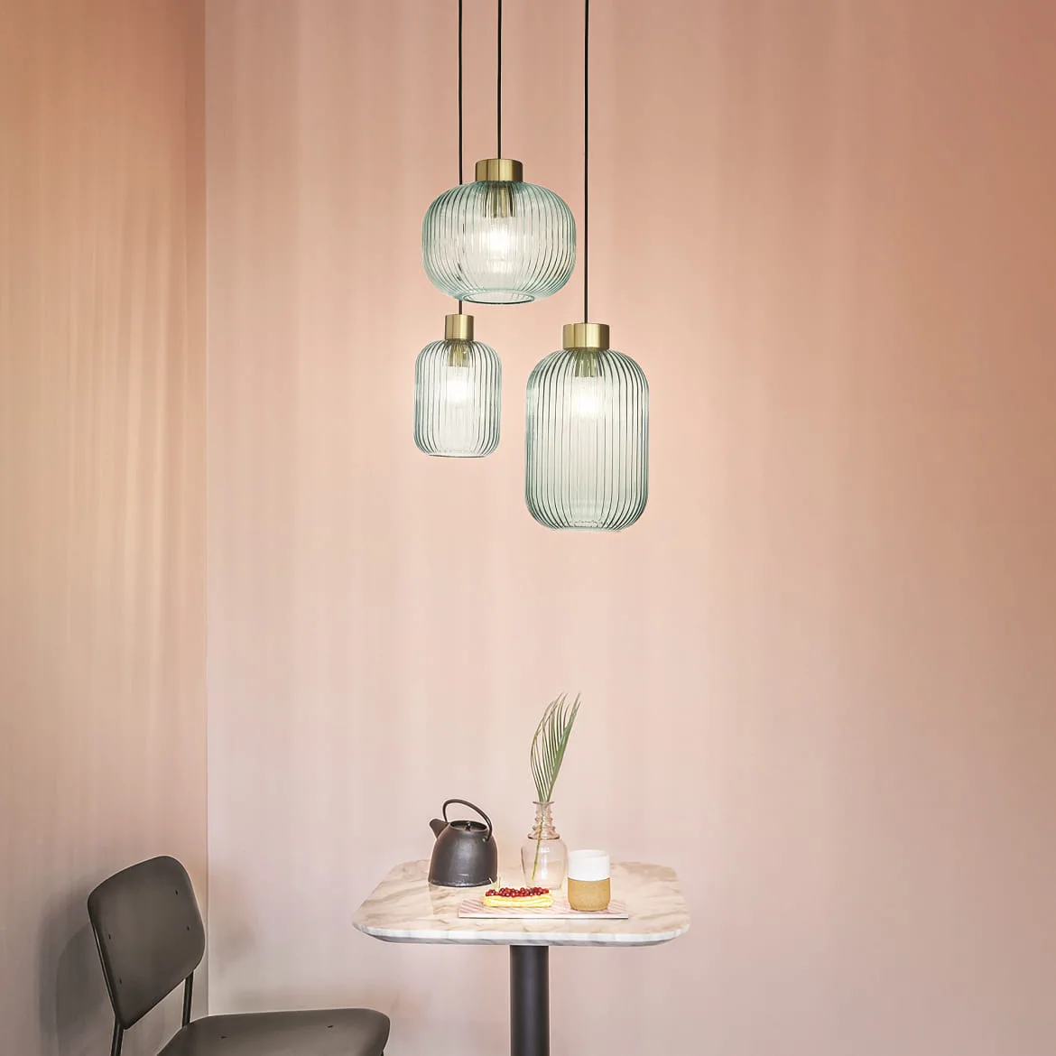 Ideal Lux Pendant luminaire MINT-2, Ø 20cm, E27, mint green / brass satin Ideal Lux Pendant luminaire MINT-2, Ø 20cm, E27, mint green / brass satin