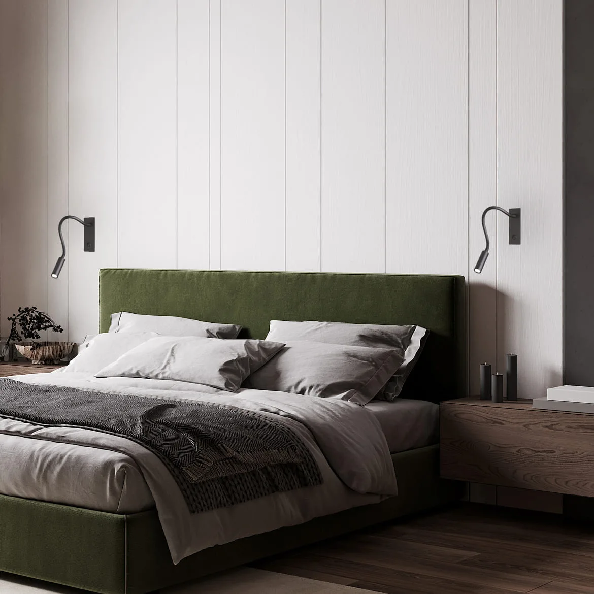 Ideal Lux Væglampe IO med afbryder, med fleksibel arm IP20, sort Ideal Lux Væglampe IO med afbryder, med fleksibel arm IP20, sort