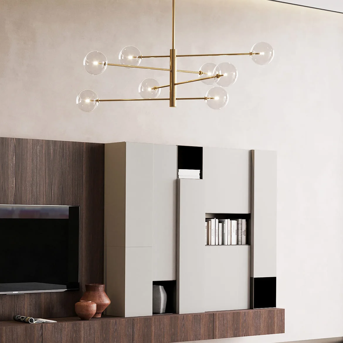 Ideal Lux Pendel EQUINOXE SP8 8-flammer G4 IP20, messing Ideal Lux Pendel EQUINOXE SP8 8-flammer G4 IP20, messing