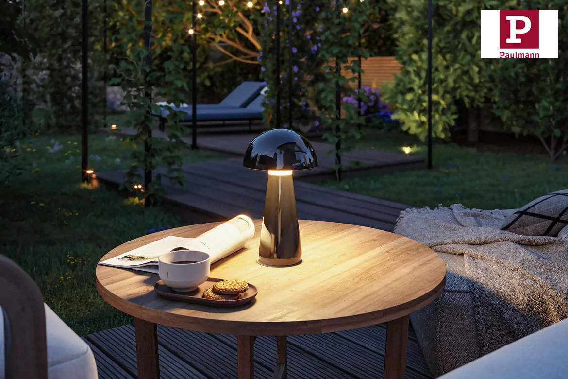 Paulmann Batteri bordlampe ONZO med USB tilslutning, med touch-dæmper IP44, blank, sort dæmpbar Paulmann Batteri bordlampe ONZO med USB tilslutning, med touch-dæmper IP44, blank, sort dæmpbar