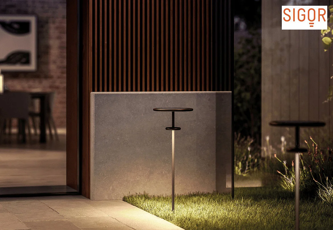 SIGOR genopladelig solcellelampe PLANET B med sensor IP65, grafit grå SIGOR genopladelig solcellelampe PLANET B med sensor IP65, grafit grå