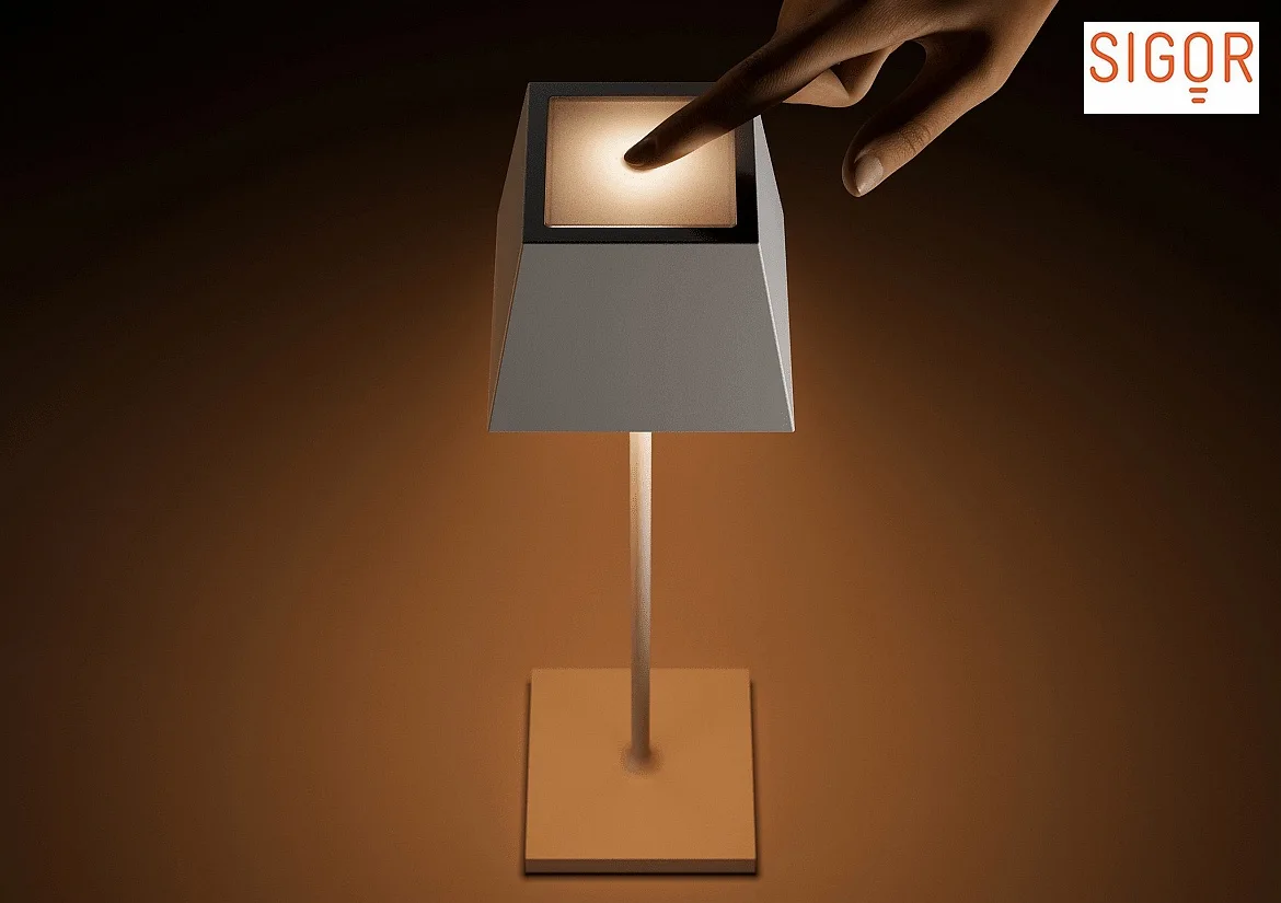 SIGOR battery table lamp NUINDIE square, CCT Switch, dimmable IP54, snow white dimmable SIGOR battery table lamp NUINDIE square, CCT Switch, dimmable IP54, snow white dimmable