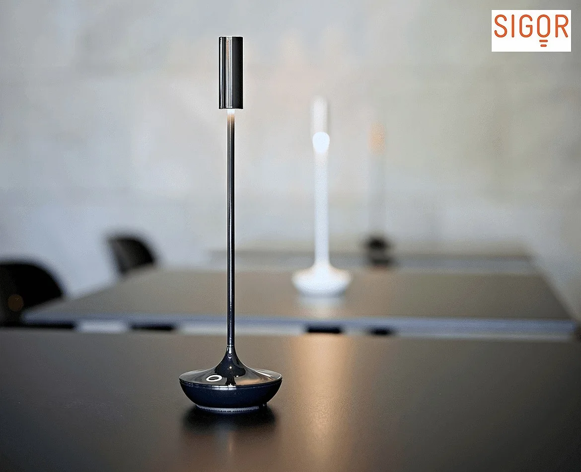 SIGOR battery table lamp NUCANDLE with touch dimmer IP54, glossy, black dimmable SIGOR battery table lamp NUCANDLE with touch dimmer IP54, glossy, black dimmable