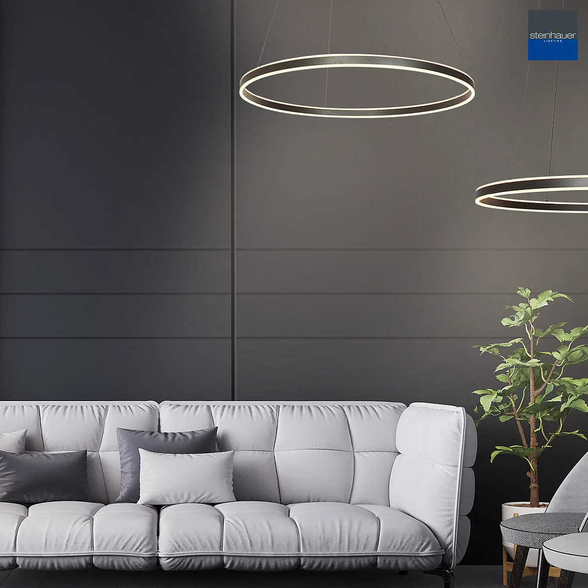Steinhauer pendant luminaire RINGLUX up / down IP20, black dimmable Steinhauer pendant luminaire RINGLUX up / down IP20, black dimmable