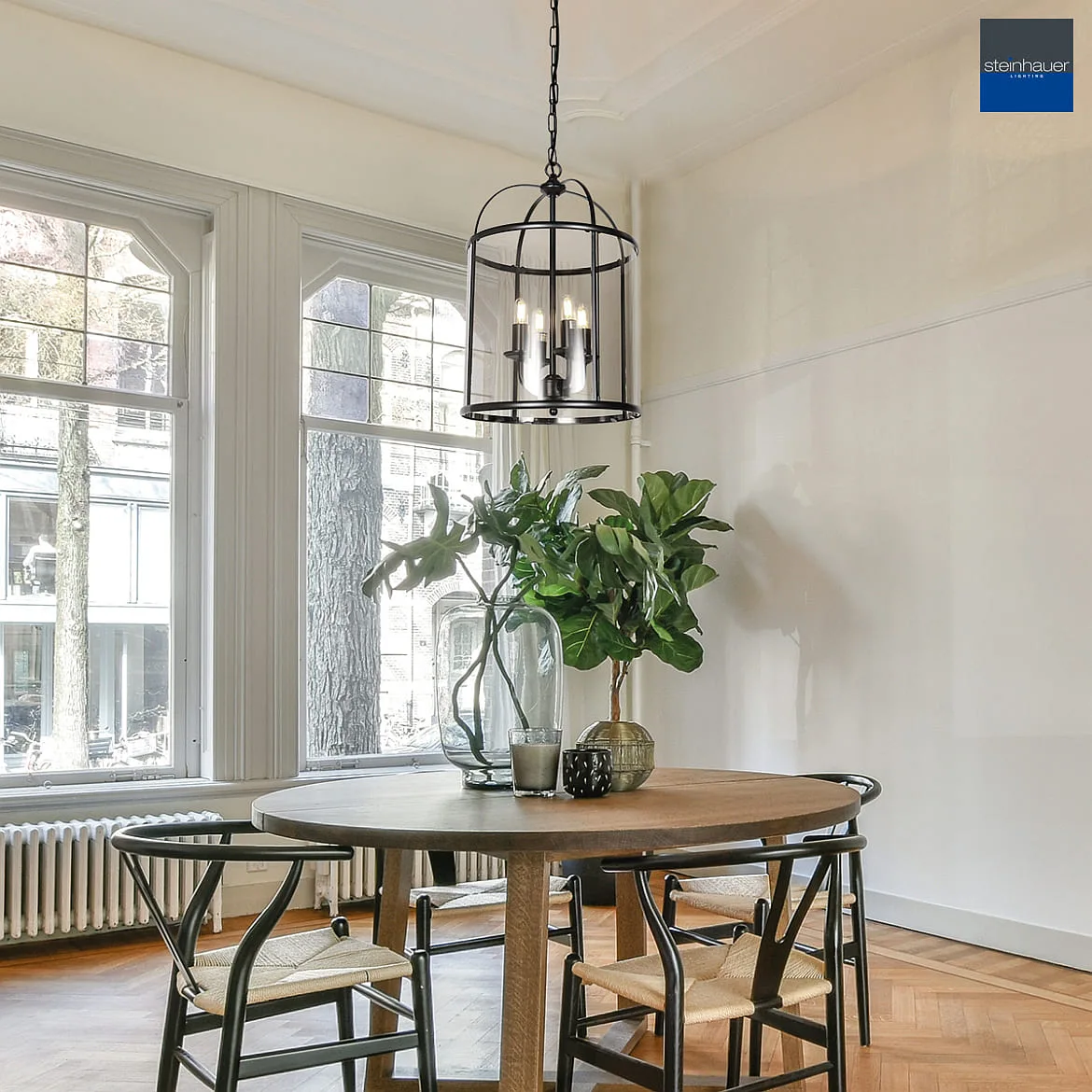 Steinhauer pendant luminaire PIMPERNEL 4 flames E14 IP20, black dimmable Steinhauer pendant luminaire PIMPERNEL 4 flames E14 IP20, black dimmable