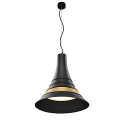 Premium LED Pendel BATO 45 PD, � 45cm, 30W 2500K 1900lm 100�, TRIAC d�mpbar, sort / b�rstet messing