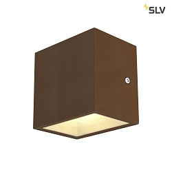 LED Outdoor Wall luminaire SITRA CUBE WL, UP/DOWN, IP44 IK05, 10W 3000K, 2x 560lm 90, rust-colored