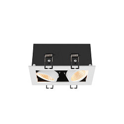 Indbygnings loftlampe KADUX DOUBLE firkantet IP20, sort, hvid d�mpbar