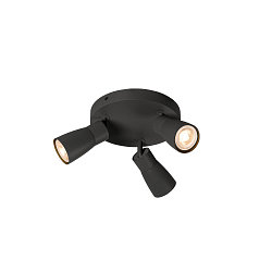 V�g- og Loftlampe PURI 2.0 - DOME 3-flammer, rund GU10 IP20, sort d�mpbar