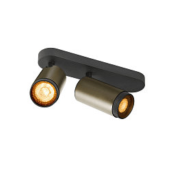 Loftlampe GRIP! L SPOT CL DOUBLE cylindrisk GU10 IP20, bronze, sort, lakeret d�mpbar