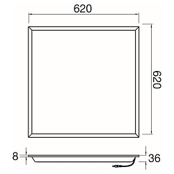 Loftlampe PANEL P 625 45 DALI >200LM/W DALI styrbar, UGR < 19, multipower IP20, d�mpbar
