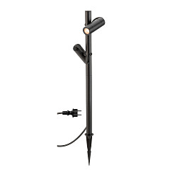 Jordspydslampe HELIA SLIM POLE DOUBLE med stik IP65, sort