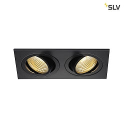 LED Downlight Set NEW TRIA II DL SQUARE Recessed luminaire, 2x6W, 38, 2700K, incl. driver, clip springs, black