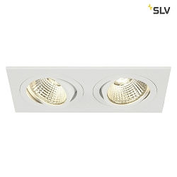 LED Downlight Set NEW TRIA II DL SQUARE Recessed luminaire, 2x6W, 38, 2700K, incl. driver, clip springs, white