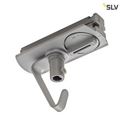 Adapter for 1-Phase High Voltage track, electrical, with hook, silver grey
