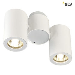 Vglampe / Loftlampe ENOLA_B DOUBLE, 2x GU10 QPAR51 maks. 50W, roterbar + drejelig, aluminium, hvid