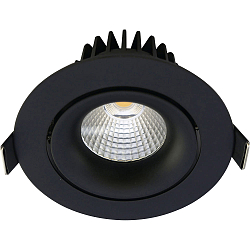Indbygningslampe VELIA TILT rund IP44, sort mat dæmpbar 13W 850lm 1800|3000K