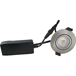 Indbygningslampe LOW PROFILE rund IP54, aluminium børstet dæmpbar 6W 450lm 2700K