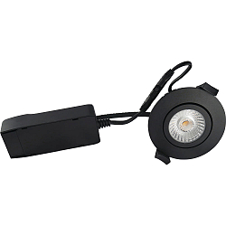 Indbygningslampe LOW PROFILE rund IP54, sort mat dæmpbar 6W 510lm 4000K
