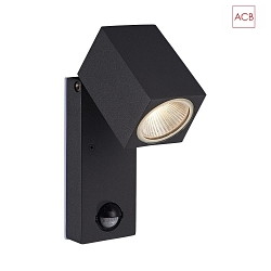 Outdoor LED wall spot CALA 16/2018 with presence detector, IP54, 5.6W 3000K 610lm, adjustable, dark grey