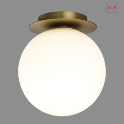 ceiling luminaire PARMA round E27 IP44, gold, opal 