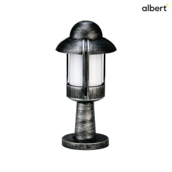 Sokkellampe Landstil Natvagt Type nr. 0530, IP44, hjde 40cm, E27 QA55 maks. 57W, Stbt aluminium / Opalglas, sort-slv