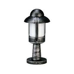 Sokkellampe Landstil Natvagt Type nr. 0530, IP44, højde 40cm, E27 QA55 maks. 57W, Støbt aluminium / Opalglas, sort-sølv