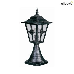 Pedestal luminaire Country style Cross brace Type No. 0532, height 55cm, IP23, E27, cast alu / cathedral glass clear, black