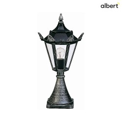 Pedestal luminaire Country style Type No. 0533, IP23, height 60cm, E27 QA55 max. 57W, cast alu / glass clear, black/silver