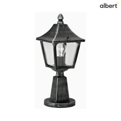 Pedestal luminaire Country style squareType No. 0540, height 45cm, IP44, E27, cast alu / hollow glass clear, black