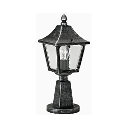 Sokkellampe Landstil firkantet Type nr. 0540, højde 45cm, IP44, E27, Støbt aluminium / Hult glas klar, sort
