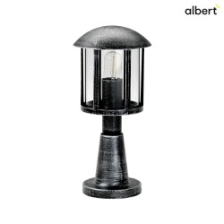 Sokkellampe Landstil Vintage Type nr. 0542, IP44, hjde 60cm, E27 QA55 maks. 57W, Stbt aluminium / Akrylglas klar, sort-slv
