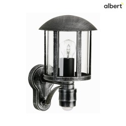 Outdoor Wall luminaire Country style Vintage Type No. 1834 with motion sensor (Type No. 1836), E27,cast alu, black-silver