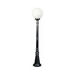 Path light Type No. 2014 with ball shade Ø 25cm, IP44, height 134cm, E27 QA55 max. 57W, cast alu / Opal glass, black-silver