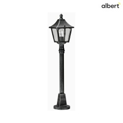 Path light Country style square Type No. 4128, height 85cm, IP44, E27, cast alu / hollow glass clear, black