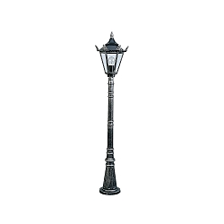 Gulvlampe Landstil Type nr. 4137, IP23, højde 146cm, E27 QA55 maks. 57W, Støbt aluminium / glas klar, sort-sølv