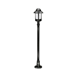 Gulvlampe Landstil Natvagt Type nr. 4141, IP44, højde 120cm, E27 QA55 maks. 57W, Støbt aluminium, sort-sølv